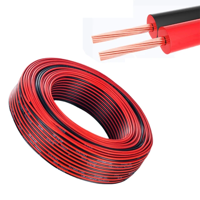 Cable eléctrico RVB de 2 cables de 1M, 0,3/0,5/0,75/1/1.5/2.5mm2, Cable de  vehículo, Cable plano doble rojo/negro - AliExpress