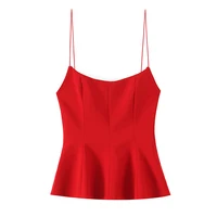 Willshela Women Fashion Solid Pleated Backless Side Zipper Tops Vintage Thin Straps Square Collar Female Chic Lady Camis - Image 4