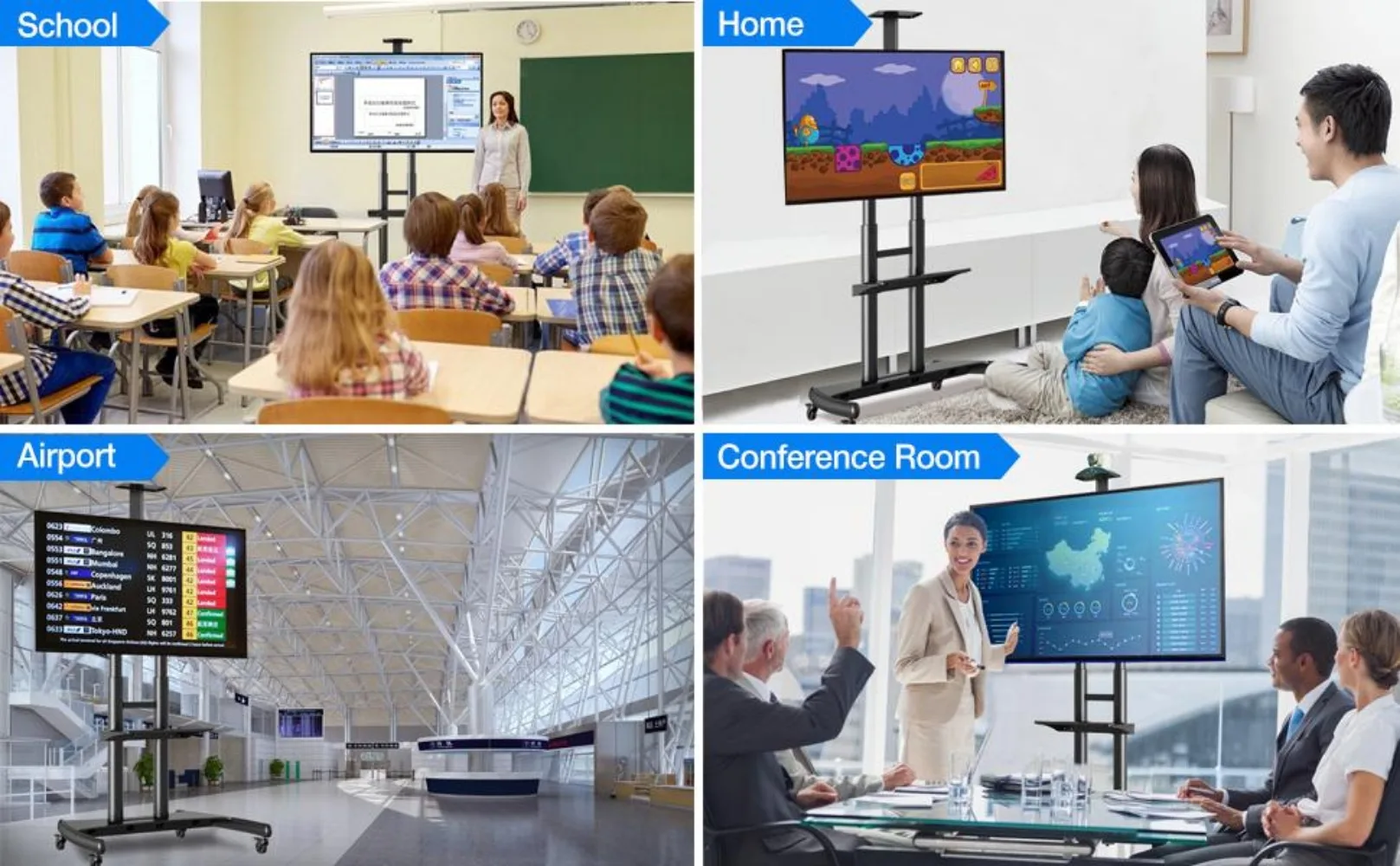 Description Picture 5 of itemNB North Bayou Mobile TV Cart TV Stand with Wheels for 55" - 85" Inch LCD LED OLED Plasma Flat Panel Screens up to 200lbs