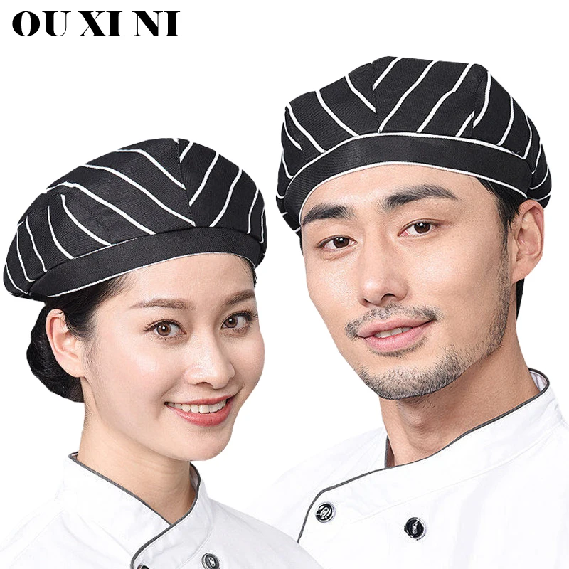 Gorro de Chef para hombre y mujer, gorro transpirable para restaurante, cocina, trabajo, boina, Hotel, Bakey, café, camarero, 56-58cm