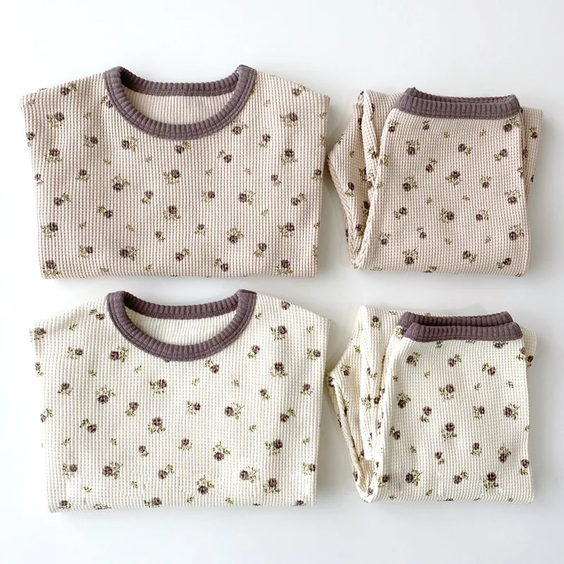 

2024 AncoBear Female Child Clothes Set 2 Pcs Baby Girls Floral Shirt + Pants Kids Girl Casual Cotton Loungewear Tops and Bottoms