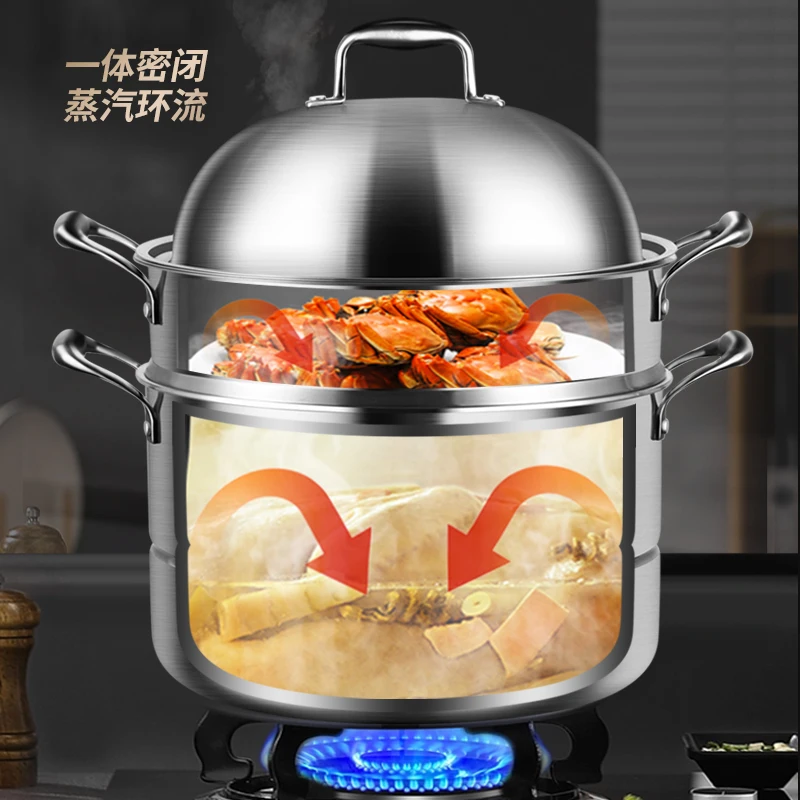 316 stainless steel steamer pot Home appliance steam pots for cooking Rice  noodle steamer Double boiler 3 layers steamer cooker - AliExpress