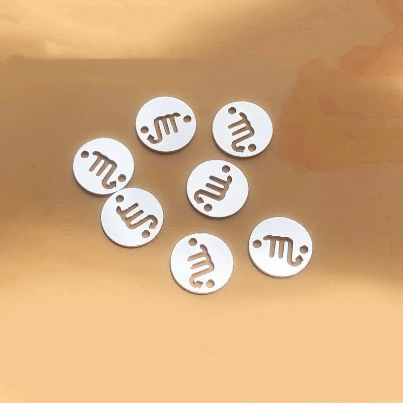925er Sterlingsilber runde Scheibe mit zwölf Sternbildern, 2 Löchern, 0,5 mm dick, hohl geschnitzter Anhänger mit 12 Sternzeichen – Detail 23