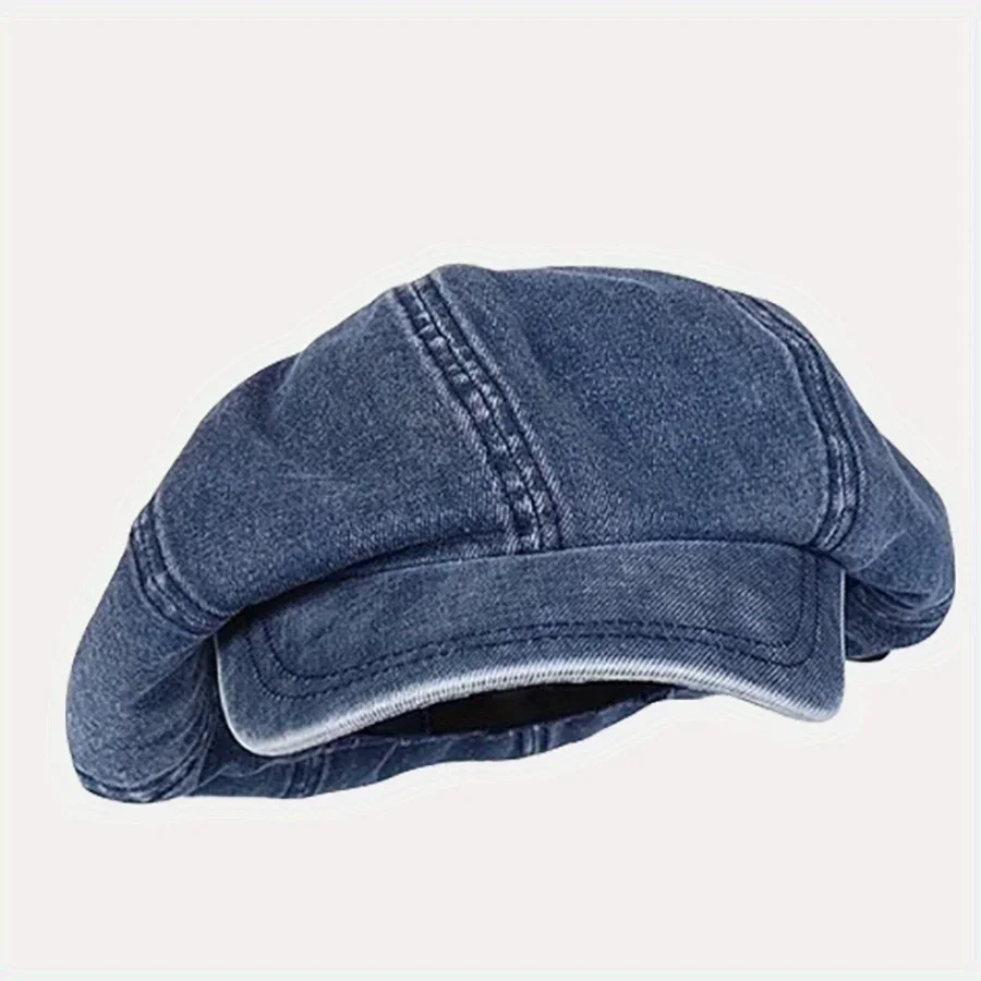 Beret Hat Denim Berets Cap Solid Color Adjustable Breathable Sun Protection Paperboy Caps For Men Women Summer Outdoor Travel Hiking Hats