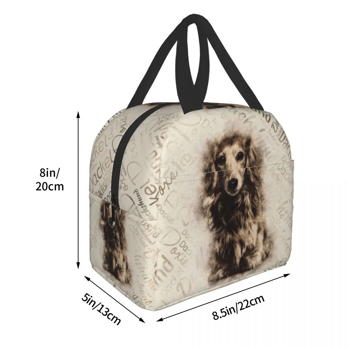 Longhaired Dachshund Dog Insulated Lunch Bag for Women Portable Badger Sausage Wiener Thermal Cooler Lunch Box Picnic Travel