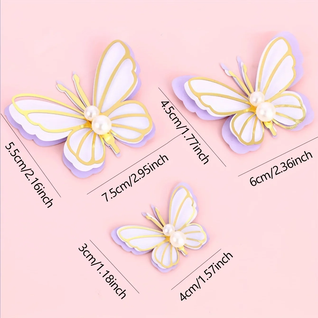 3/6pcs-Butterfly Cake Topper Sparkly 3D Butterfly