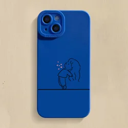 Adorable Silicone Phone Case with Matching Couple Design - iPhone 12 Mini (Blue - YYDSM3451)