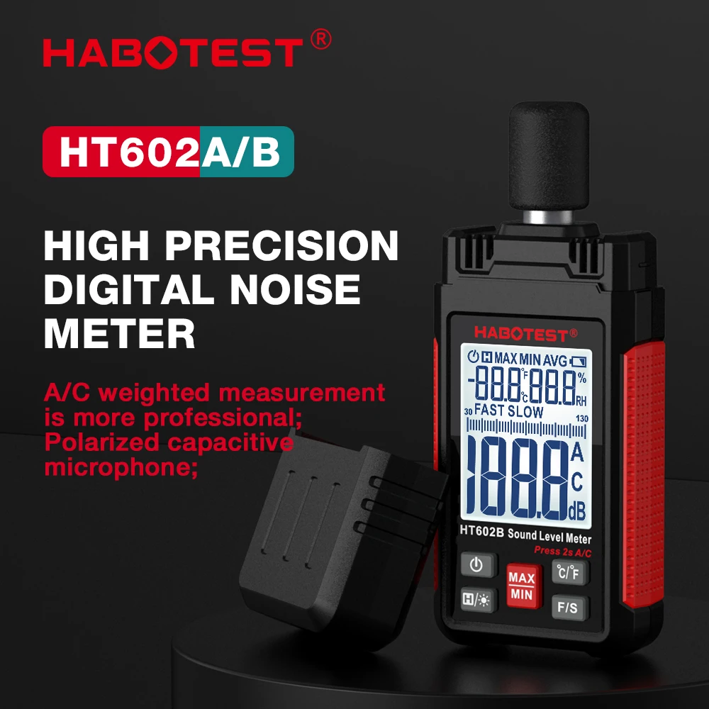 Sound Level Meter HABOTEST HT602 Portable SPL 30dBA to 130dBA Audio Noise Volume Measuring Instrument Decibel