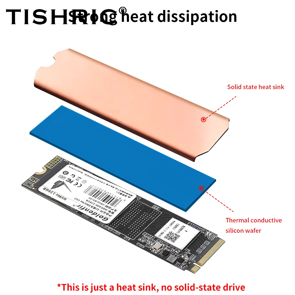 TISHRIC 퍼플 구리 그래핀 SSD M2 라디에이터, 열 패드 포함, M.2 SSD NVMe NGFF PCIe SATA 하드 디스크, M2 2280 SSD용 방열판