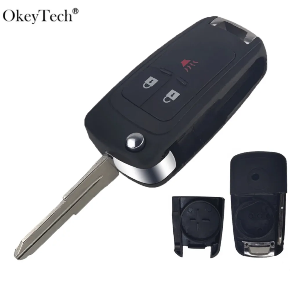 Okeytech 2+1/3 Buttons Flip Folding Remote Control Car Key SHELL Case Cover Replacement For Chevrolet Cruze Spark Left Blade