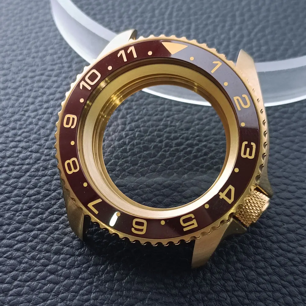 42mm Gold/Rose Gold Steel Watch Case with Sapphire Glass and 22mm Strap