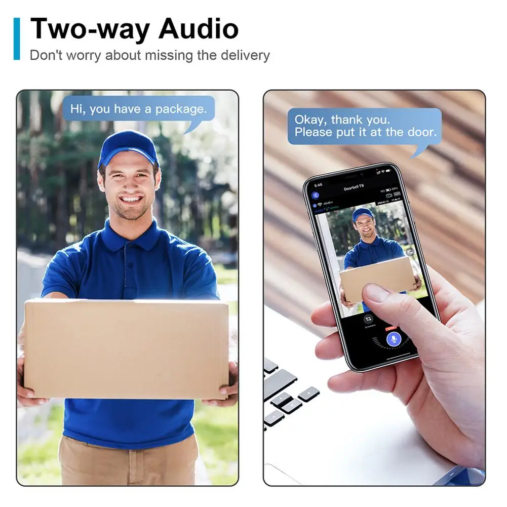 Timbre inteligente Z40 con WIFI, cámara de seguridad con timbre, Audio bidireccional, Imagen en vivo H D, timbre de puerta inalámbrico, visión