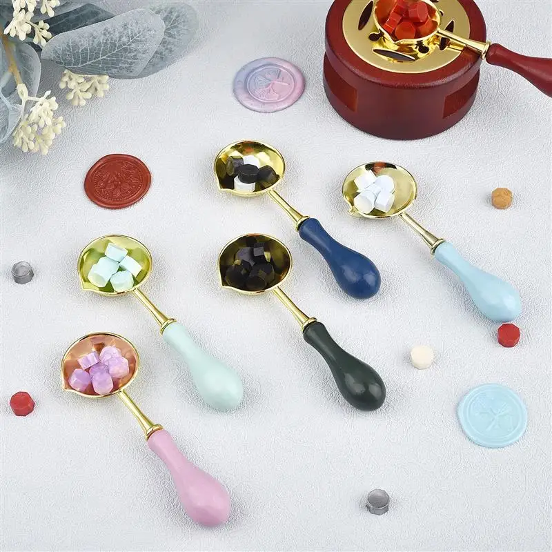 Sealing Wax Beads Set With Wax Melting Spoon & Candle Wax Seal Stamp Kit  For Craft Letter Decor-color: B