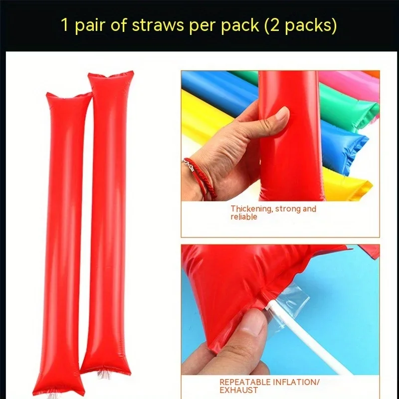 2PC Cheerleaders Cheering Inflatable Baton Cheer and Shout Props Batting Baton Ball Game Cheering Encouragement Supplies Props
