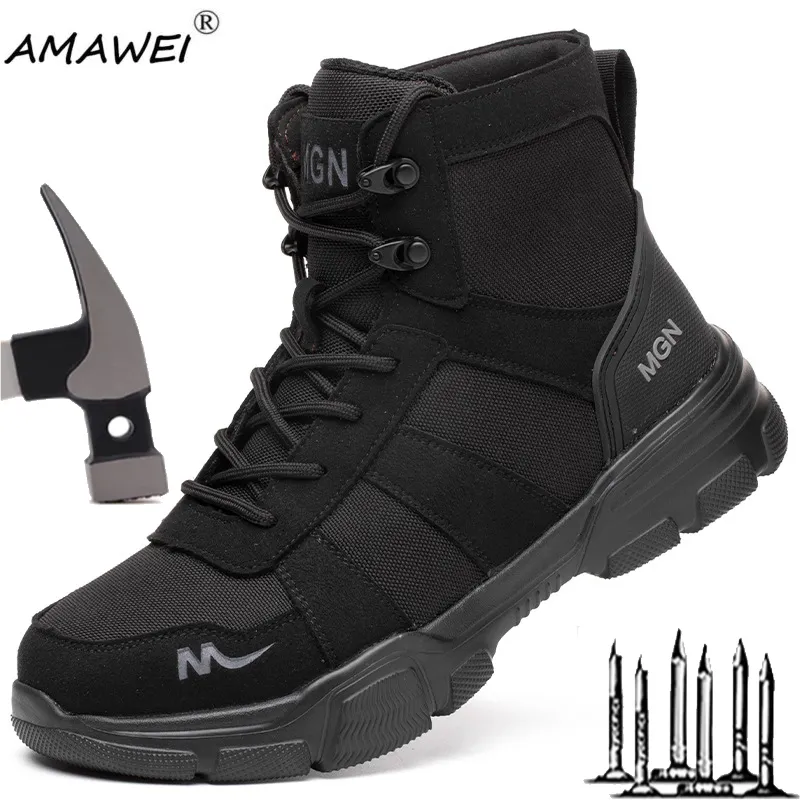 Amawei Arbeits stiefel unzerstörbare Sicherheits schuhe Männer Stahl kappe Schuhe pannen sichere Turnschuhe männliche Schuhe Schuhe Frauen Arbeits schuhe