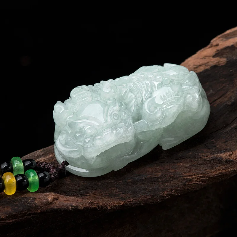 

Natural Myanmar A-grade Jade King Pixiu Pendant with Ice Seed Jadeite Charms Fashion Jewelry For Women's Gifts Drop Shipping