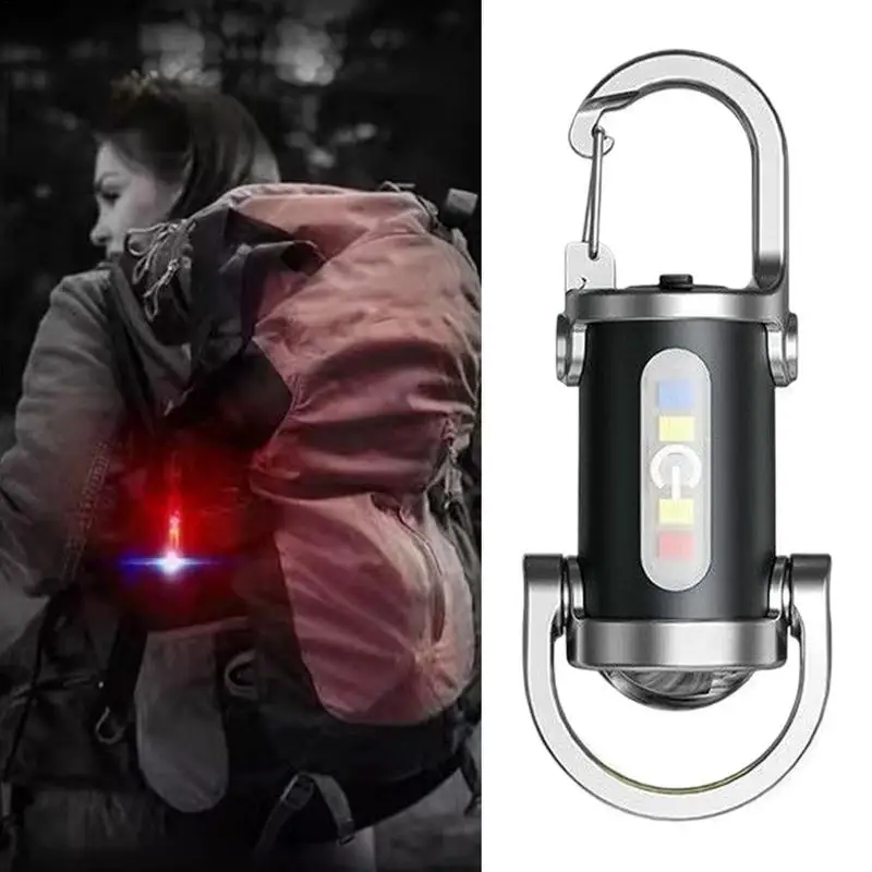 Powerful COB LED Flashlight Keychain USB Rechargeable Hanging Portable Flashlight Waterproof Keyring Camping Walking Pocket Lamp