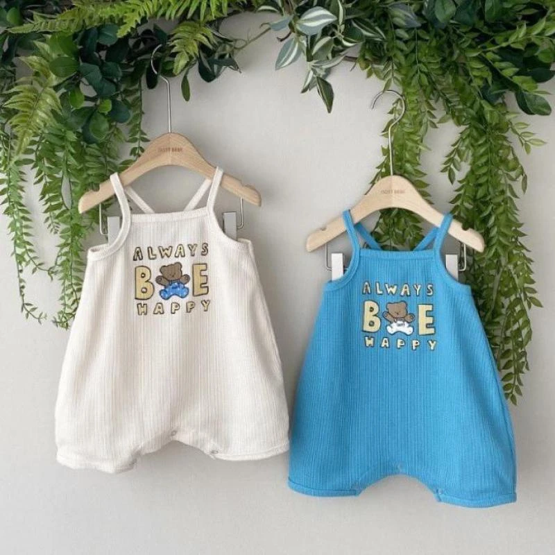 Infant Cute Romper Newborn Baby Girl Bear Sleeveless Sling Jumpsuit Boy Thin Simple Loose Cotton Rompers Girls Outfits cool baby bodysuits	