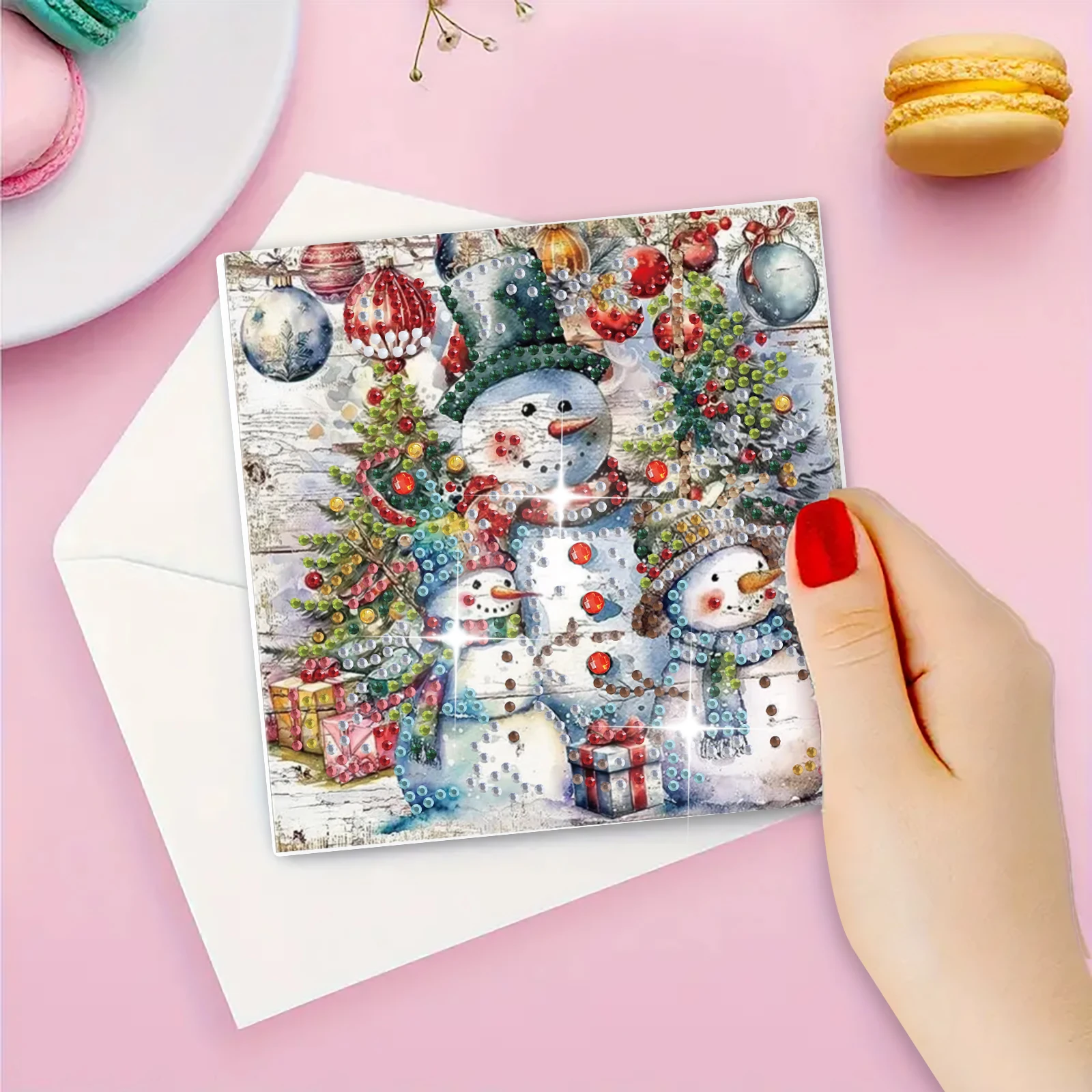 6 piece DIY diamond painting set Christmas theme greeting card unique design irregular shape diamonds diamond painting diamond painting accessories painting set
