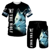 The Wolf Print Set Suit Hip Hop Harajuku 3D Sports 2 Piece Oversized Sweatshirt  O-neck Tshirt Beach Shorts Outfits man clothes 4