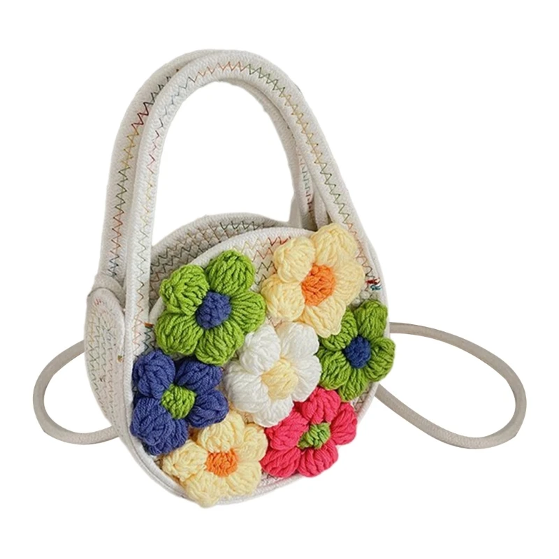 

Women Beach Bag Beach Handbag Handwoven Shoulder Bag Floral Crossbody Purse Small Beach Party Purse for Women Girl 517D