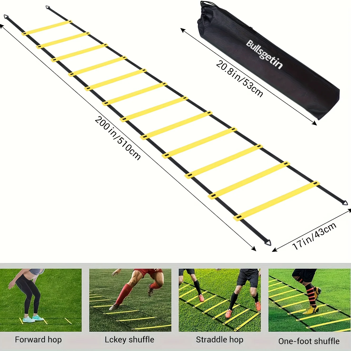 Agility Ladder For Speed Training Improve Footwork, Coordination, And Quickness 8, 12, Or 20 Rungs - Includes Carry Bag_voghion.com