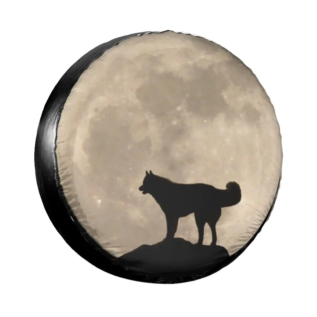 

Siberian Husky Spare Tire Cover for Mitsubishi Pajero Wolf Moon Waterproof Dust-Proof Car Wheel Covers 14" 15" 16" 17" Inch