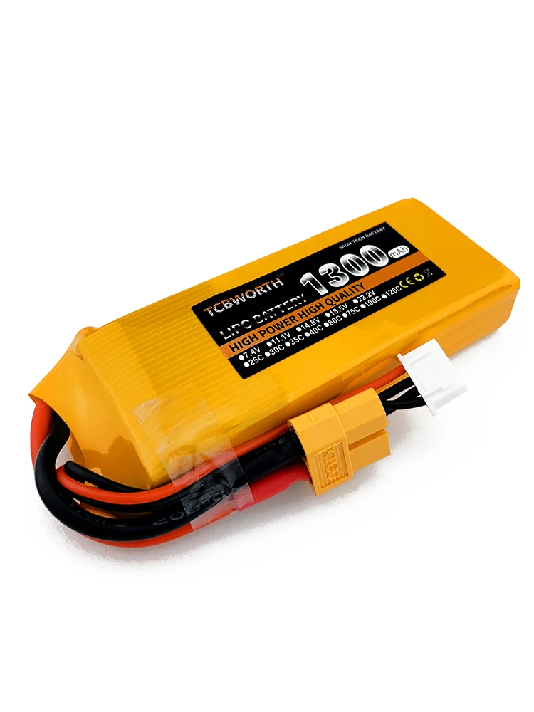 

1300mAh 75C TCBWORTH 3S 11.1V Lipo Battery XT60 XT150 T Plug Deans Connector For RC Helicopter Quadcopter FPV Racing Drone Part