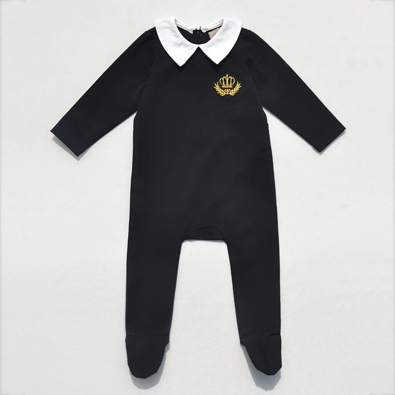 Children's White and Black Lounge Pajama Robe with Red Embroidered Crown