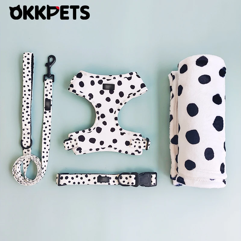 OKKPETS Dog Harness Collar Leash Blanket Accessories Polyester Adjustab Pet Harness Set For Small Medium Large Dog