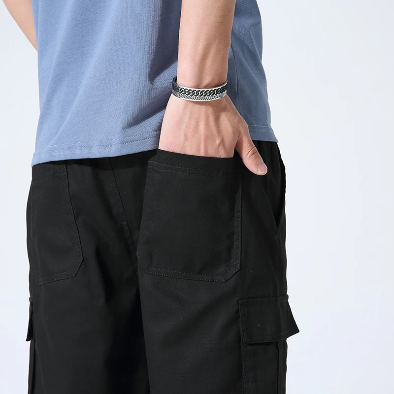 2022 New Summer Multi-Pockets Cargo Shorts Men Plus Size Knee Length Straight Short Pants Male Solid Cotton Loose Casual Shorts casual shorts