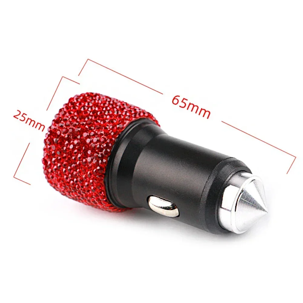 Dual USB Car Charger - 5V 2.1A Fast Adapter Diamond Styling for Women & Motorcycle Use