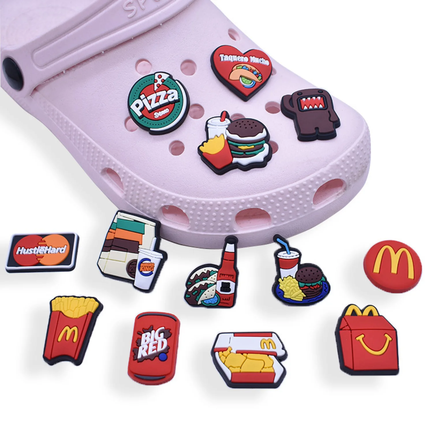 

1pcs Hamburger Food Set Shoes Decoration DIY Cartoon Fried Chicken Shoe Charms Accessories For Crocs Clogs Sandals Kids Gifts