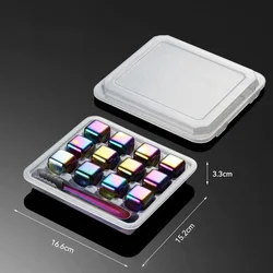Premium Reusable Stainless Steel Whiskey Stones Set (12pcs Rainbow Clip)