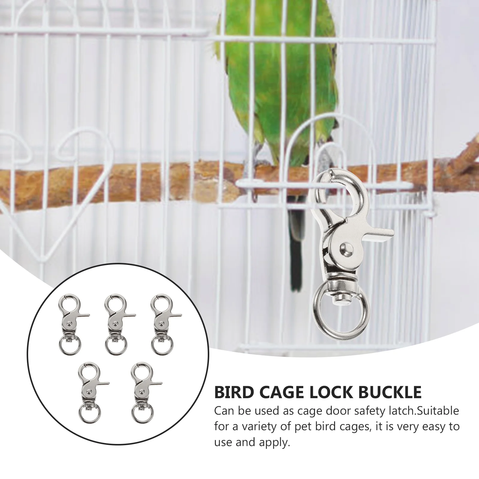 Pet Bird Cage Lock Bird Anti-Escape accessory Sturdy Pet Cage Metal Door Lock 5Pcs