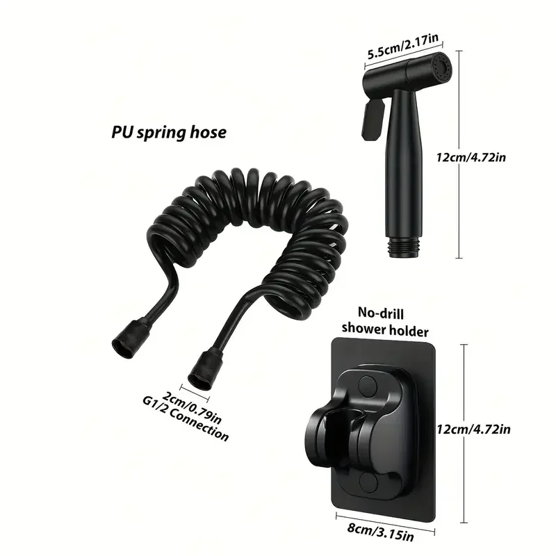1 Set Heavy-Duty Handheld Shower & Toilet Sprayer System - High-Pressure 2-in-1 Shower Head & Bidet Attachment with Wall-Mounted