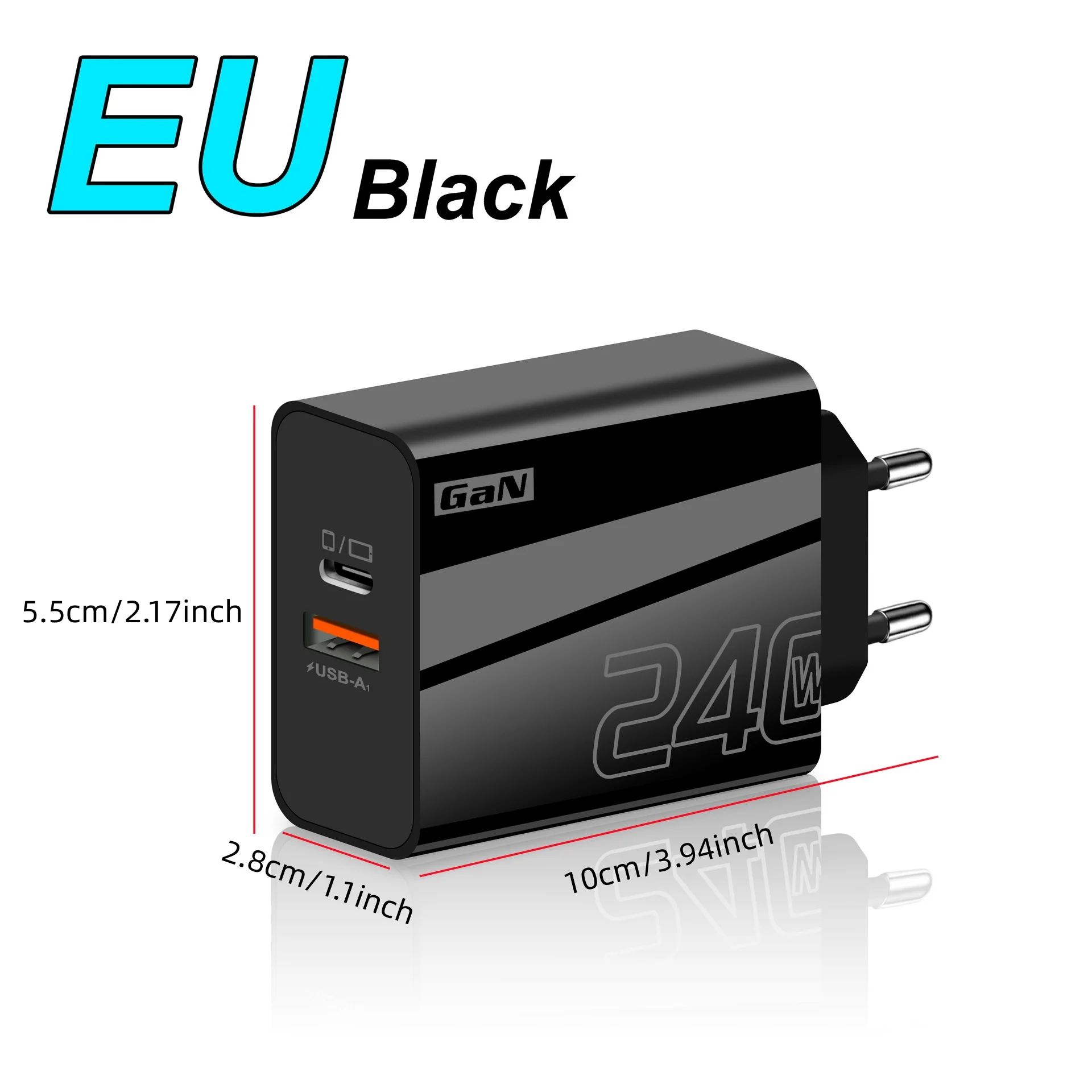 Universal 240W USB-C Fast Charging Wall Adapter with QC 3.0 Technology