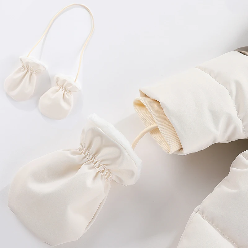Newborn Winter Jumpsuit Thicken Baby Girl Clothes Warm Baby Romper With Gloves Hooded Children Boys Set Infant Clothing 0-24M