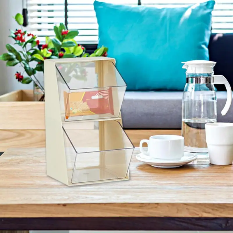 2-Tier Transparent Stackable Tea Bag Display Rack