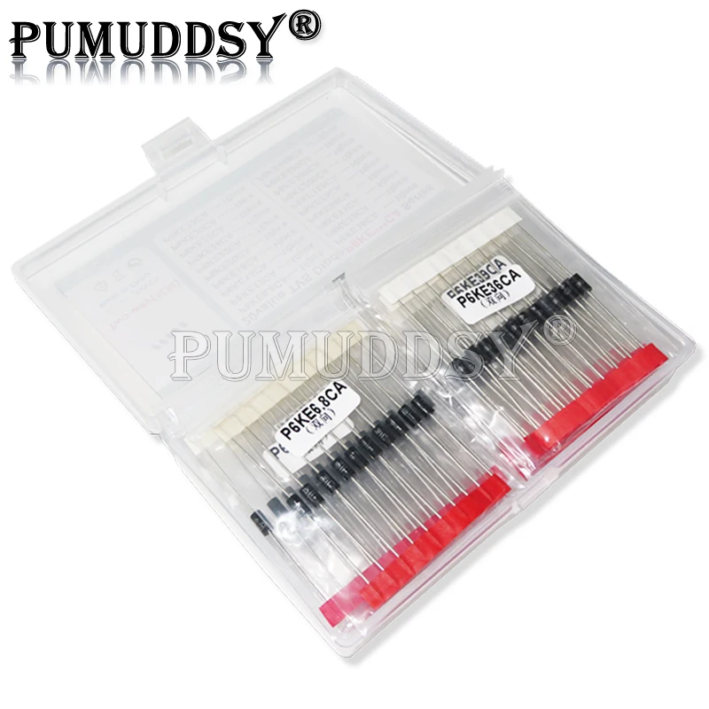 200Pcs-20Values P6Ke6.8A/Ca Kit Transistor Tvs 12/15/18/20/22/24/27/30/33/36/39/51/68/75/150/200/300/400/440/A/Ca Diodo