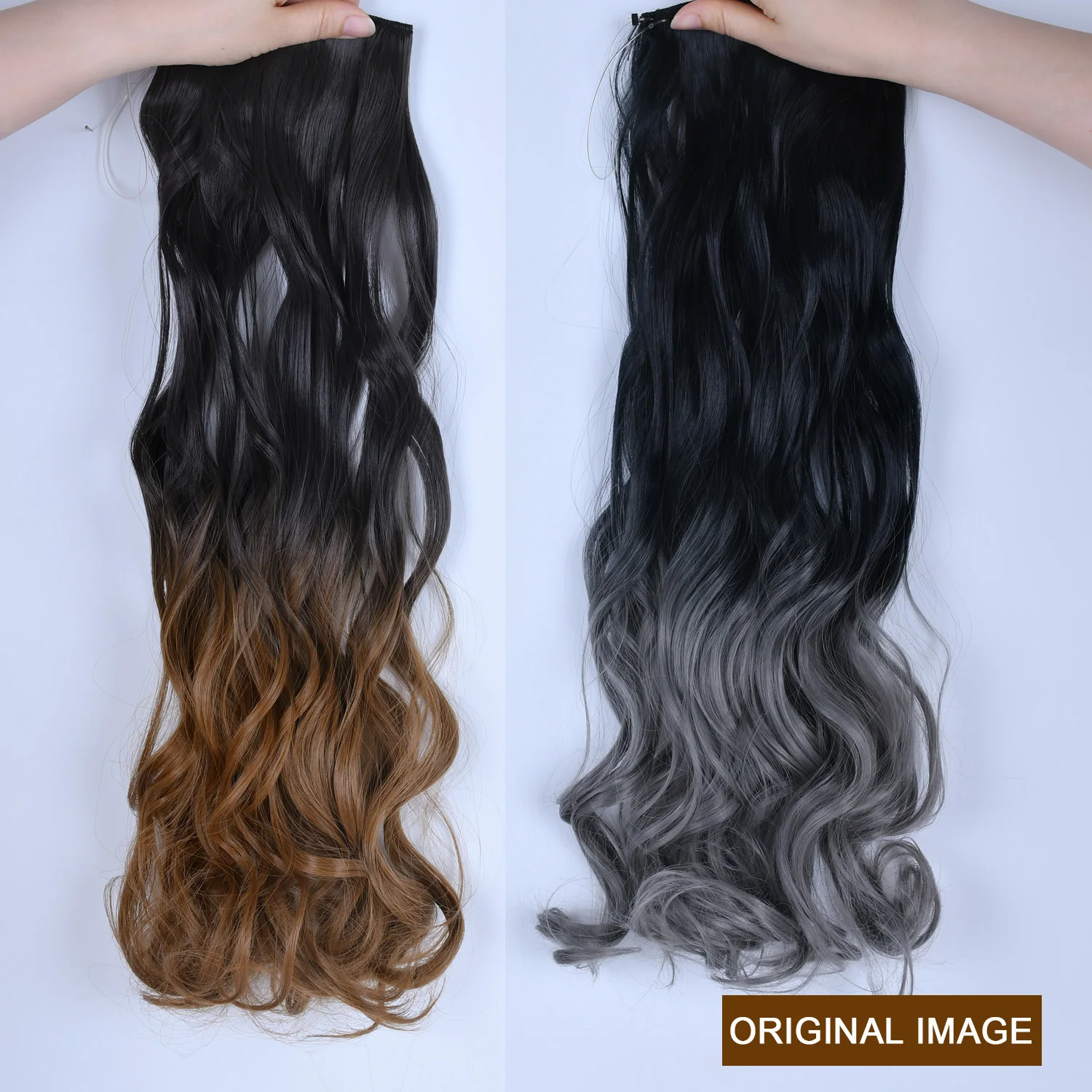 Nessuna clip, nessuna colla, extension per capelli invisibili, pezzo unico, 24 pollici, lunghe, lisce, ondulate, sintetiche, resistenti al calore_voghion.com