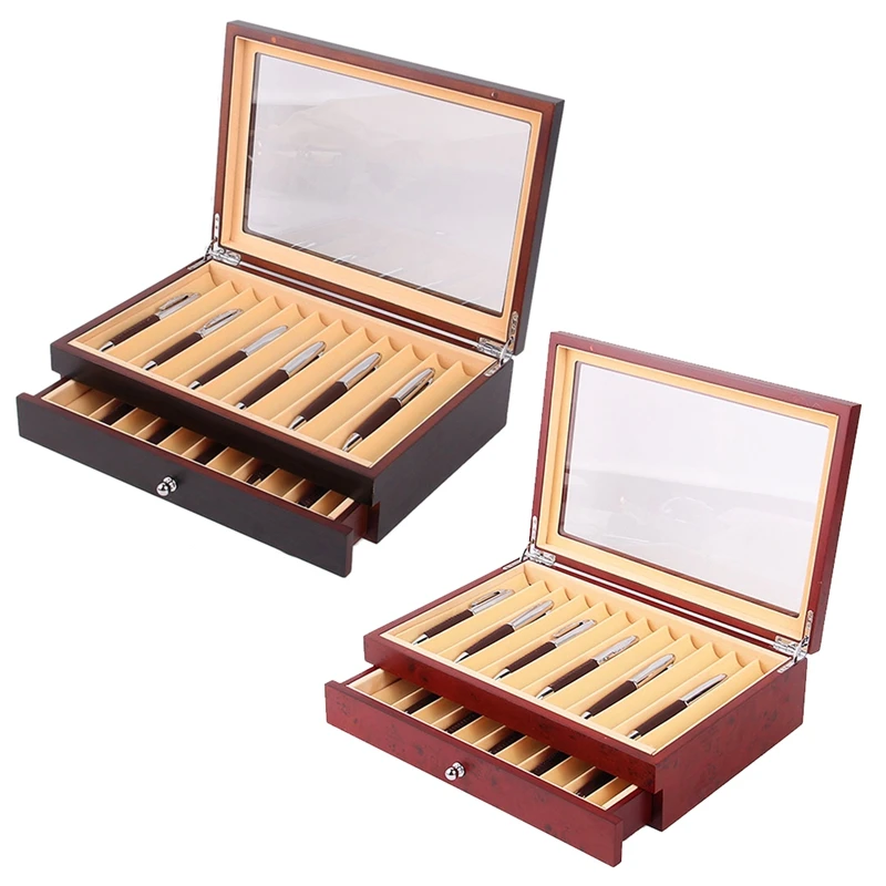 

1 PCS 23 Slots Wooden Pen Storage Case Transparent Window Fountain Pen-Collector Box 1