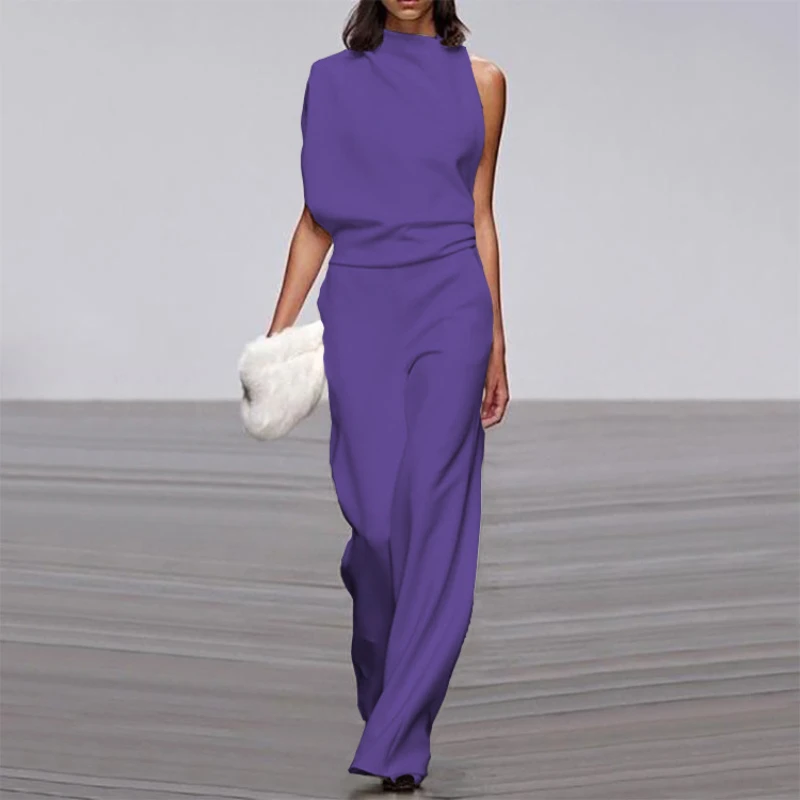 Elegant Woman Female Jumpsuit 2023 Overalls for Women Women's Summer Solid Color Sleeveless Wide Leg Jumpsuits Loose Work Wear