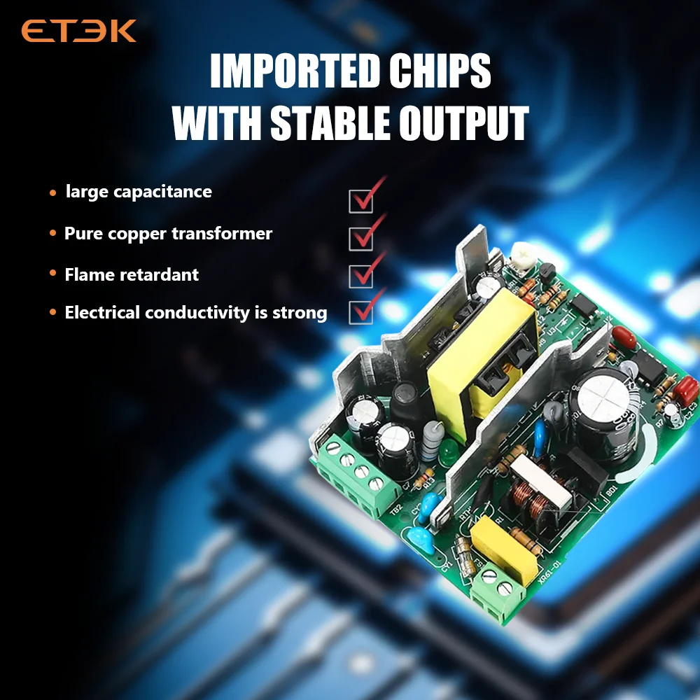 ETEK DR-15/60 Series 5V 12V 24V Output Voltage 15W 60W Din Rail Type Small Volume Switching Power Supply Transformer EKDR