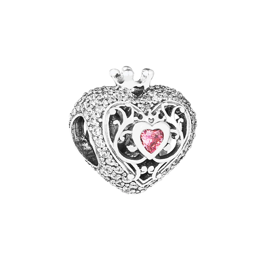 

Regal Crown & Heart Charm Original Sterling Silver For Woman Beracelet DIY New In Beads For Jewelry Making Accessories