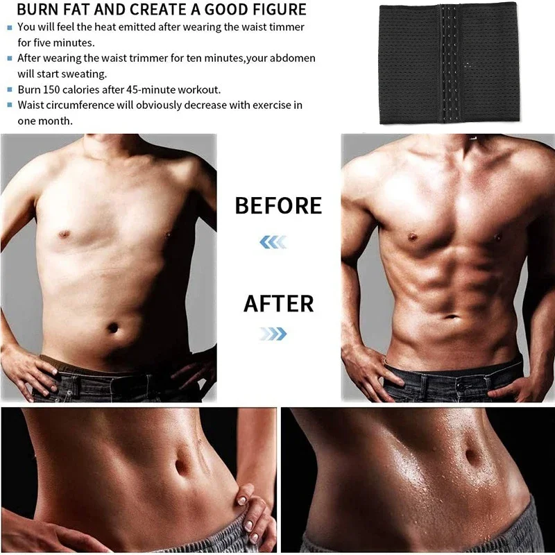 Men Waist Trainer Corset Neoprene Body Shaper Tummy Control Belt Sauna Slimming