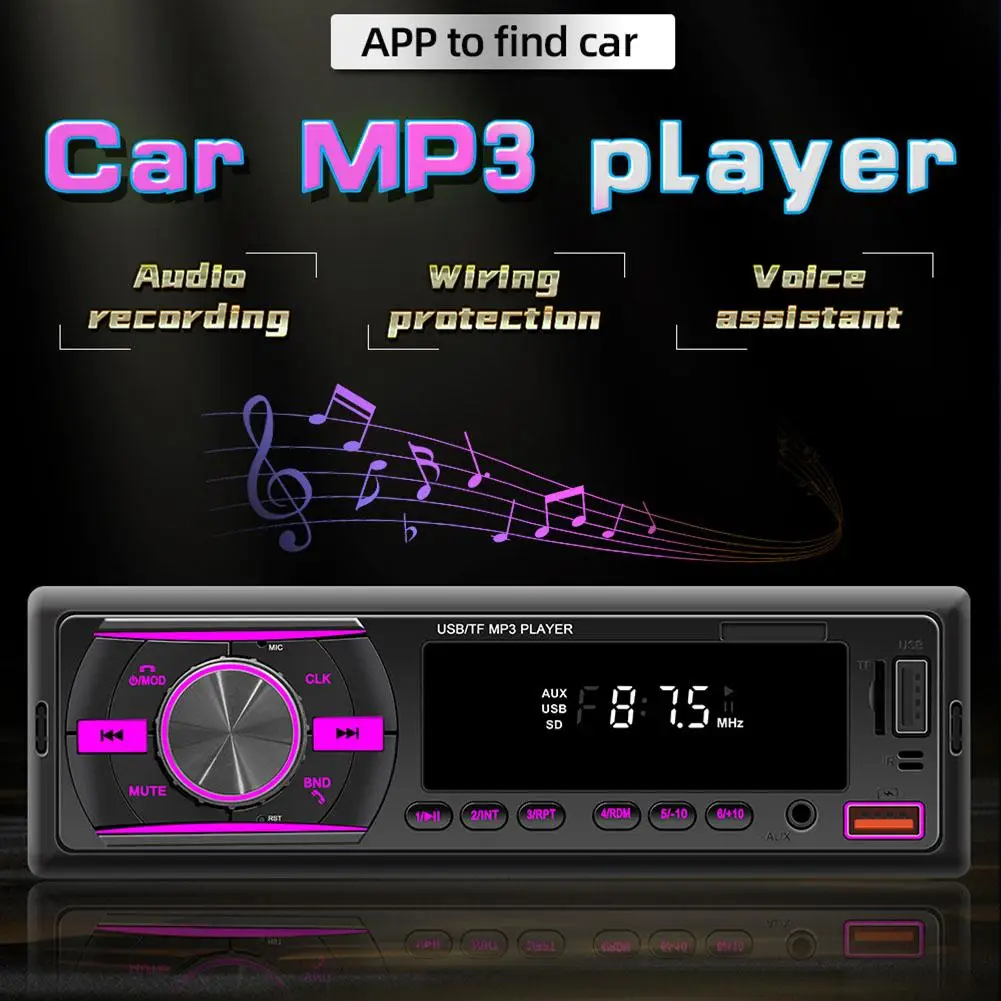 

Universal Car Radio 1 Din Autoradio Stereo Bluetooth 12V Dash Audio MP3 Find In Voice Support Car AUX/FM/USB/BT Assistant P I5B8