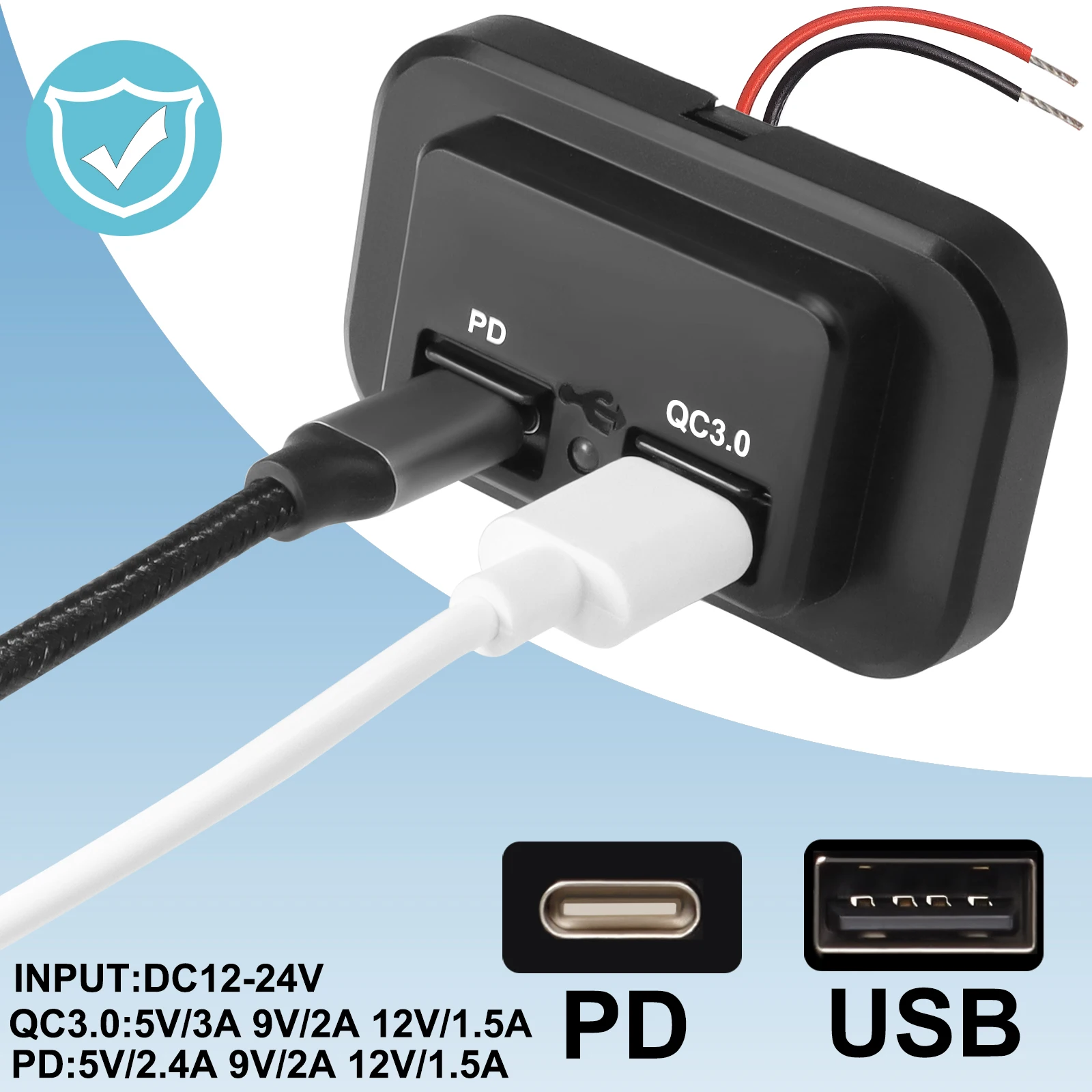 12-24V Aux USB-Anschluss Kabel Adapter Kabel USB-Aufladung für