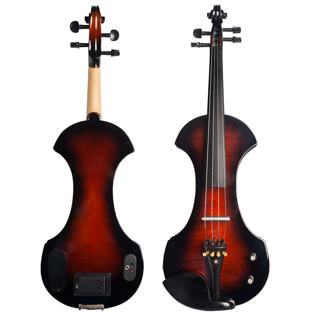 LOMMI Sunset Color 4/4 Size Electric Violin Kit Solidwood Silent Fiddle With Bow Cable Case Ebony Fittings Accessories SET