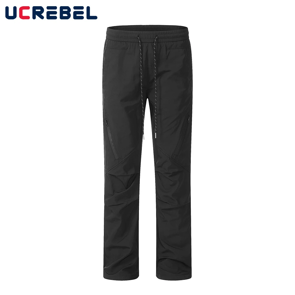 

Pleated Casual Trousers Mens Solid Color Elastic Waist Loose Straight-leg Pants Men